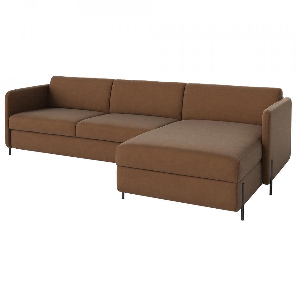 Canapea cu colt extensibila maro camel din bumbac pentru 2,5 persoane Pira Ritz Right Bolia - PARIS14A.RO