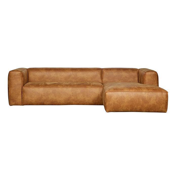 Canapea cu colt maro din piele 305 cm Bean Cognac Right - PARIS14A.RO