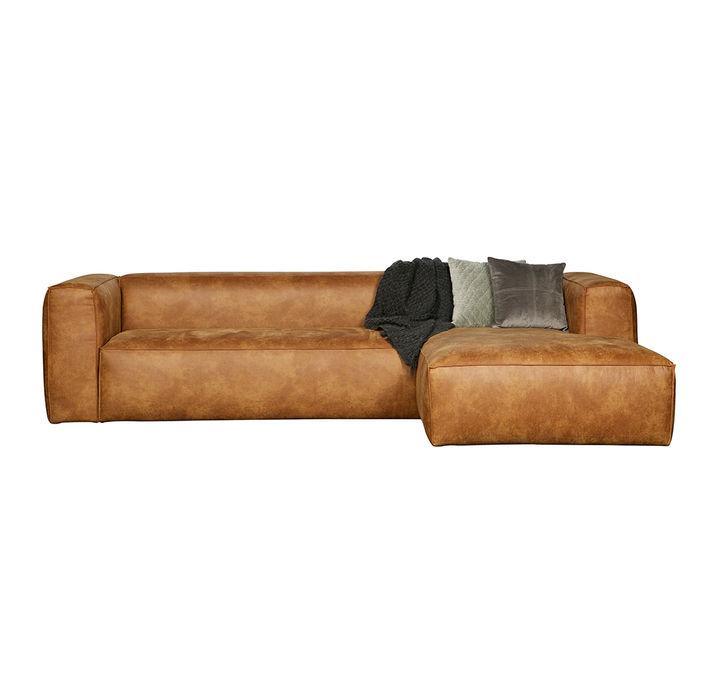 Canapea cu colt maro din piele 305 cm Bean Cognac Right - PARIS14A.RO