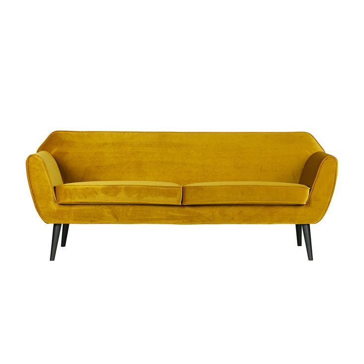 Canapea din catifea galbena Rocco - PARIS14A.RO