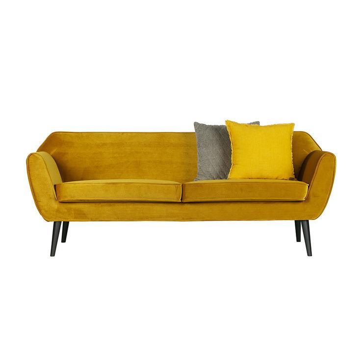 Canapea din catifea galbena Rocco - PARIS14A.RO