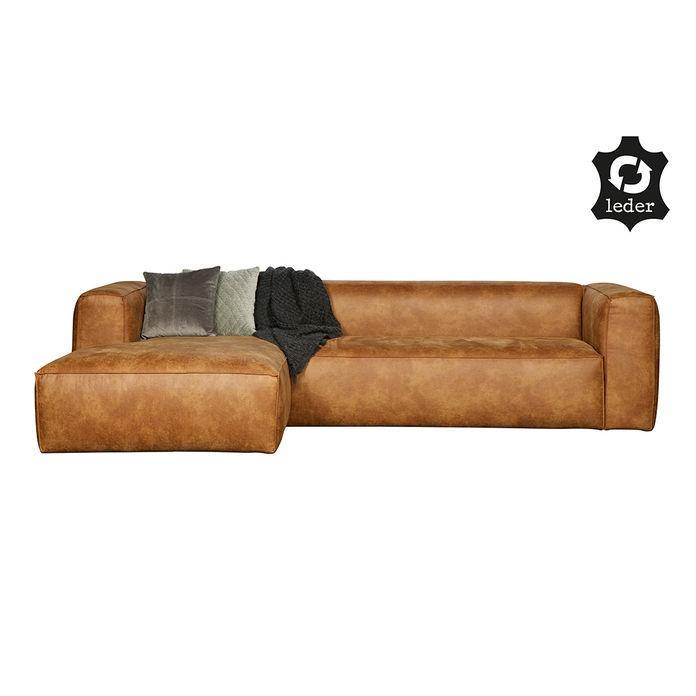 Canapea din piele maro cu colt Bean Cognac Left - PARIS14A.RO