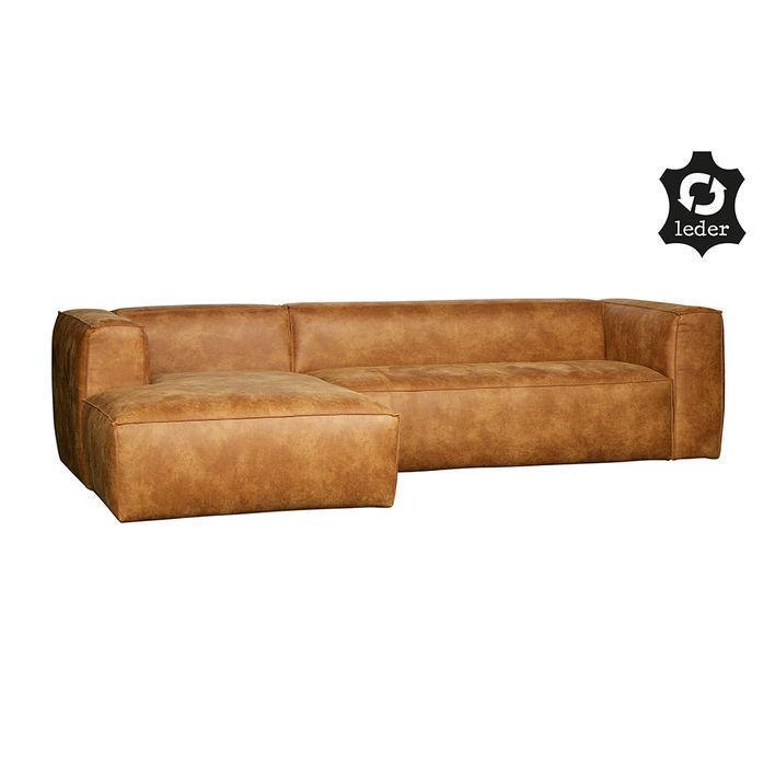 Canapea din piele maro cu colt Bean Cognac Left - PARIS14A.RO