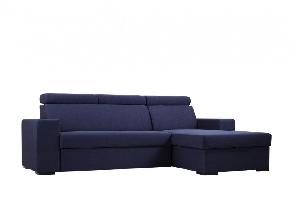 Canapea extensibila albastra din poliester si lemn cu colt 250 cm Atlantica L Inky Custom Form - PARIS14A.RO