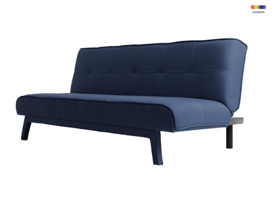Canapea extensibila albastra din poliester si lemn pentru 2 persoane Modes Ink Custom Form - PARIS14A.RO