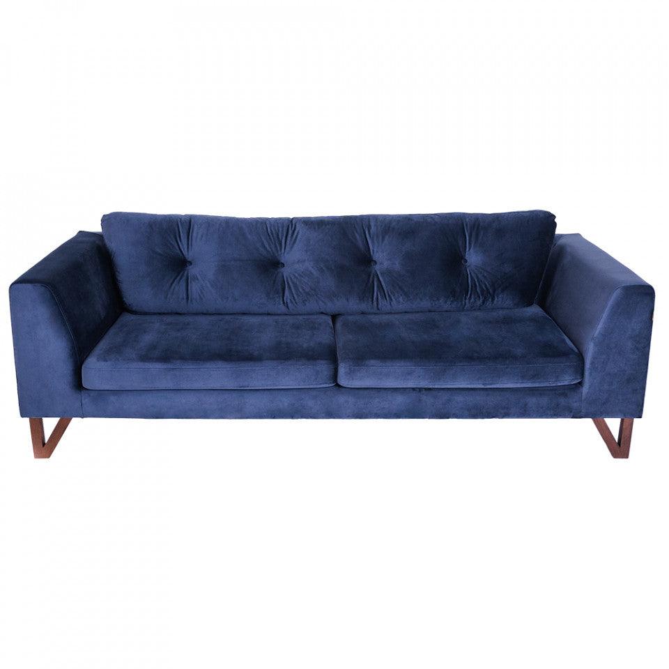 Canapea extensibila albastra din poliester si lemn pentru 3 persoane Willy Custom Form - PARIS14A.RO
