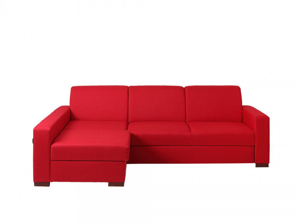 Canapea extensibila rosie din poliester si lemn cu colt 231 cm Lozier L Custom Form - PARIS14A.RO