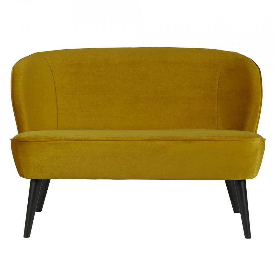 Canapea galbena din catifea 110 cm Sara - PARIS14A.RO