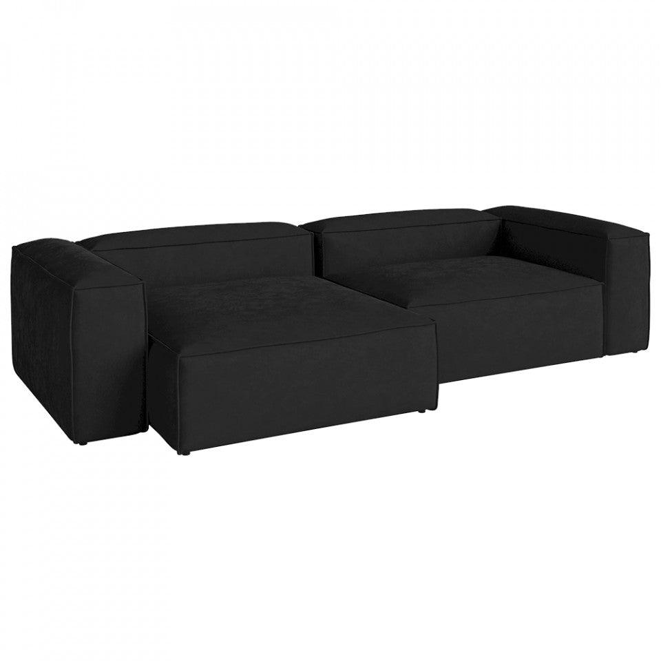 Canapea neagra din piele 240 cm Cosima Bolia - PARIS14A.RO