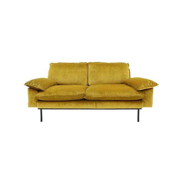 Canapea ocru din catifea si lemn pentru 2 persoane Retro Sofa HK Living - PARIS14A.RO