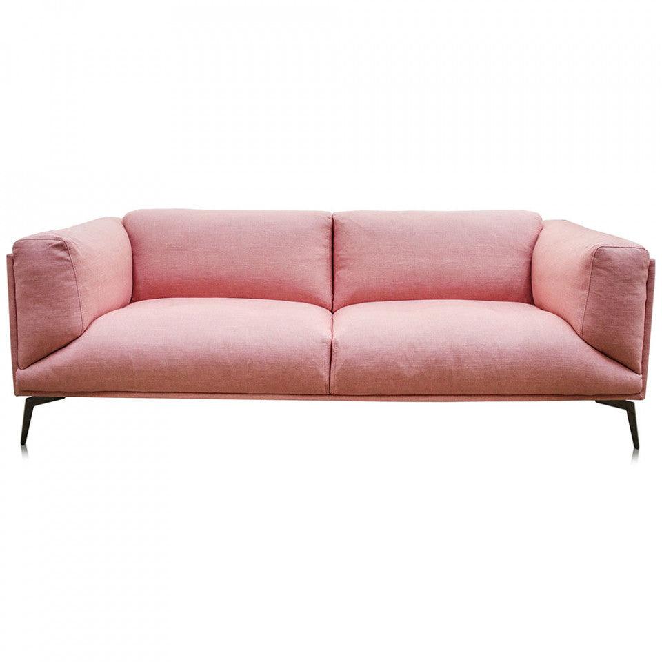 Canapea roz deschis din in si metal pentru 2,5 persoane Moore Versmissen - PARIS14A.RO