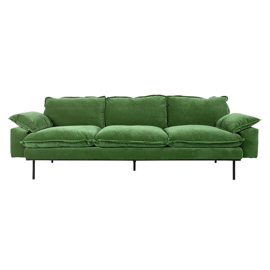 Canapea verde din catifea pentru 4 persoane Retro Royal HK Living - PARIS14A.RO