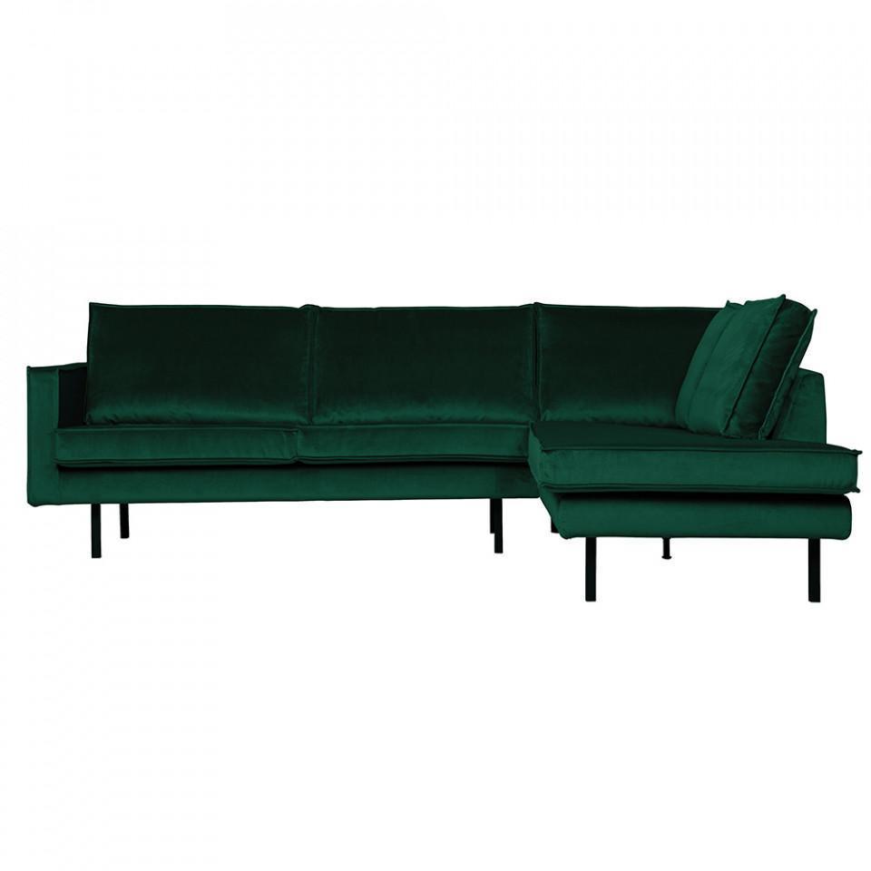 Canapea verde padure din catifea cu colt 266 cm Rodeo Right - PARIS14A.RO