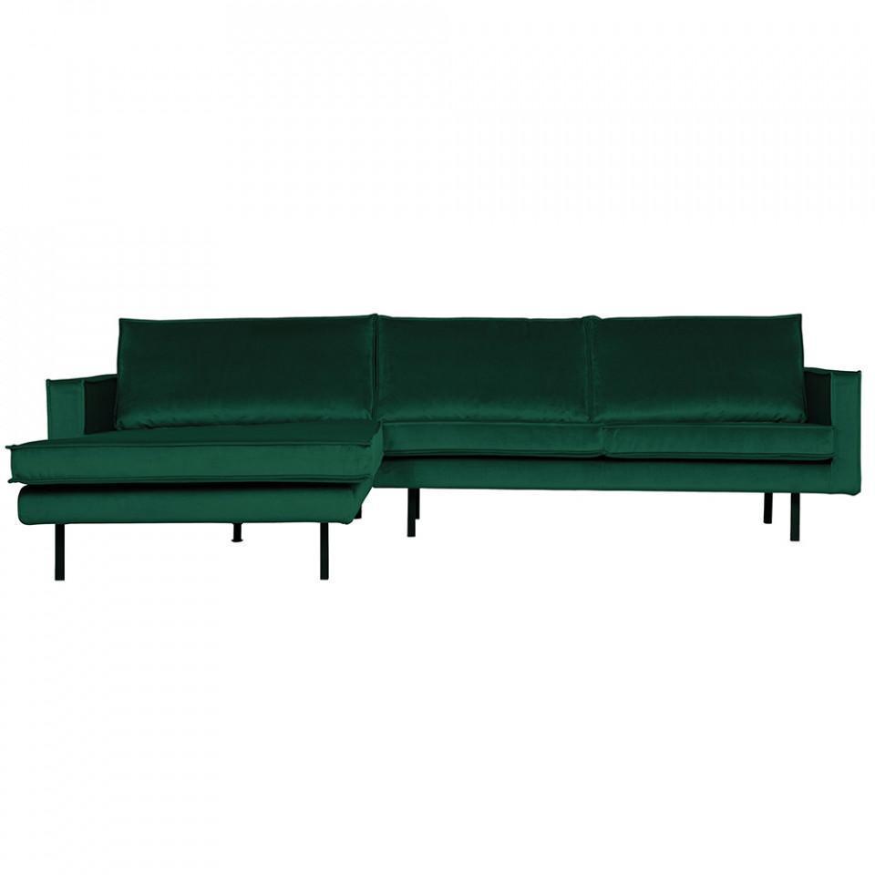 Canapea verde padure din poliester si metal cu colt pentru 3 persoane Rodeo Left - PARIS14A.RO