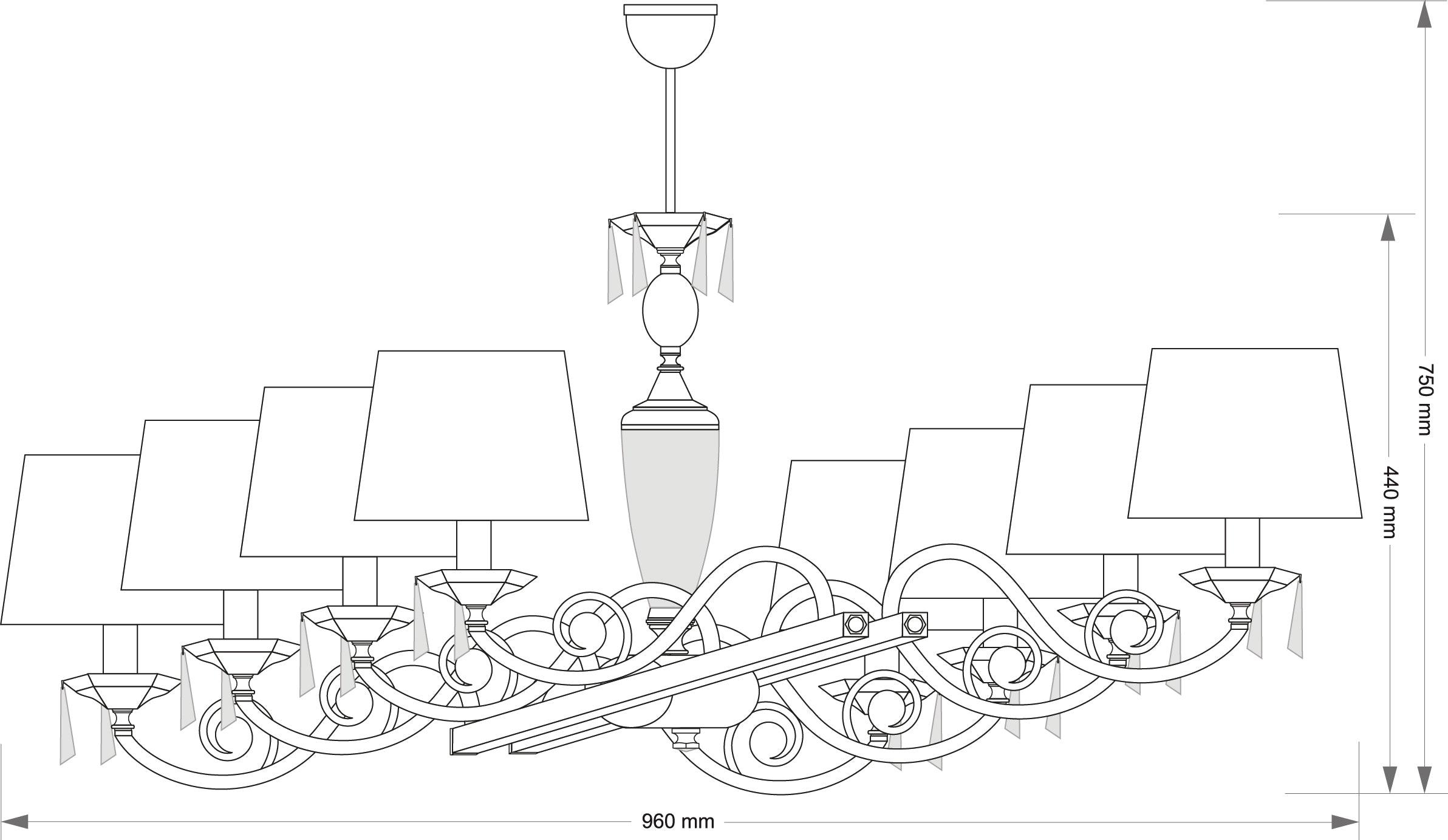 Candelabru cu 8 abajururi Monza Kutek - PARIS14A.RO