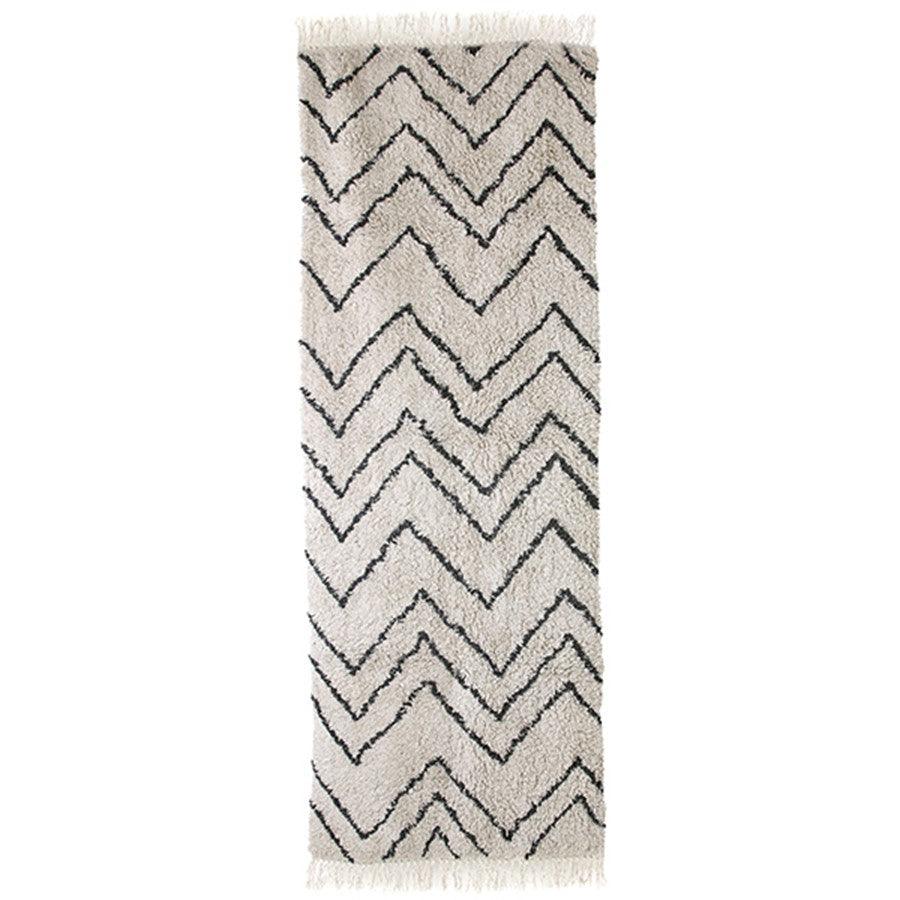 Covor alb/negru din bumbac 75x220 cm Zig Zag HK Living - PARIS14A.RO