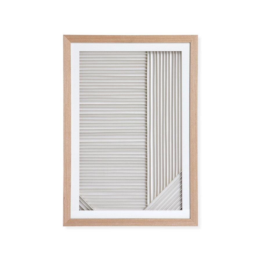 Decoratiune alba/maro din carton si lemn pentru perete 42x60 cm Layered Art HK Living - PARIS14A.RO
