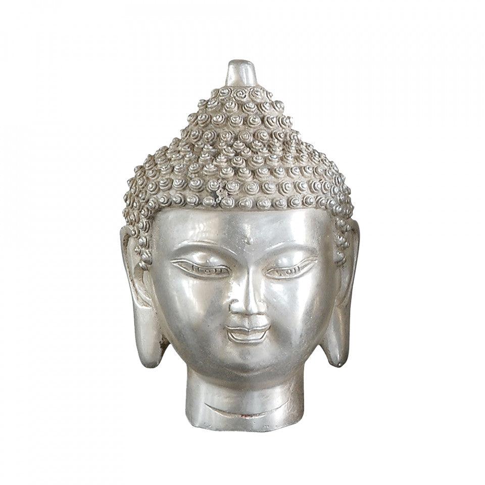 Decoratiune argintie din alama 15 cm Buddha Head Versmissen - PARIS14A.RO