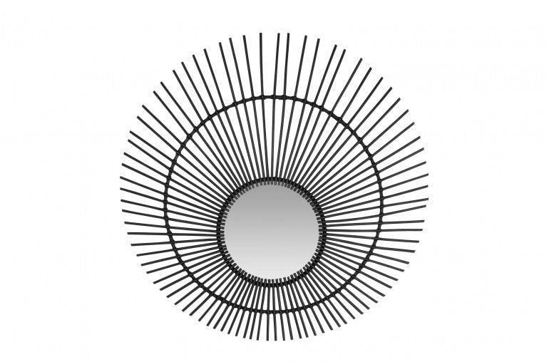 Decoratiune cu oglinda neagra din ratan pentru perete 120 cm Sun Versmissen - PARIS14A.RO