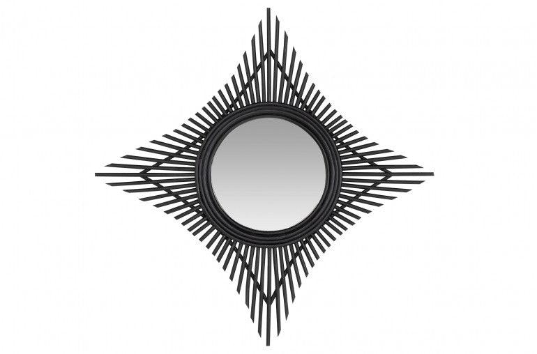 Decoratiune cu oglinda neagra din ratan pentru perete 70 cm Star Versmissen - PARIS14A.RO