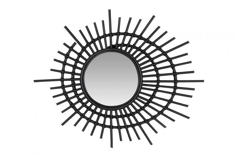 Decoratiune cu oglinda neagra din ratan pentru perete 75 cm Eye Versmissen - PARIS14A.RO