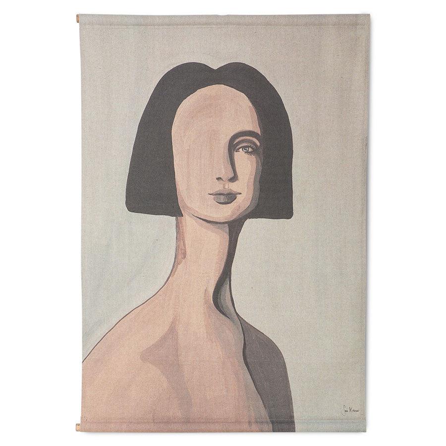 Decoratiune de perete din bumbac si lemn 70x100 cm Portrait HK Living - PARIS14A.RO