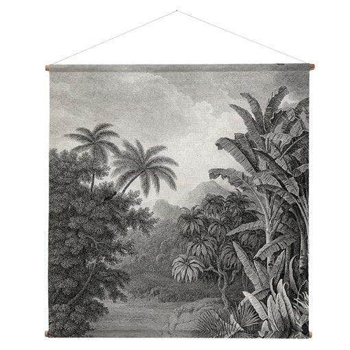 Decoratiune de perete gri din bumbac si lemn 54x154 cm Jungle Chart HK Living - PARIS14A.RO