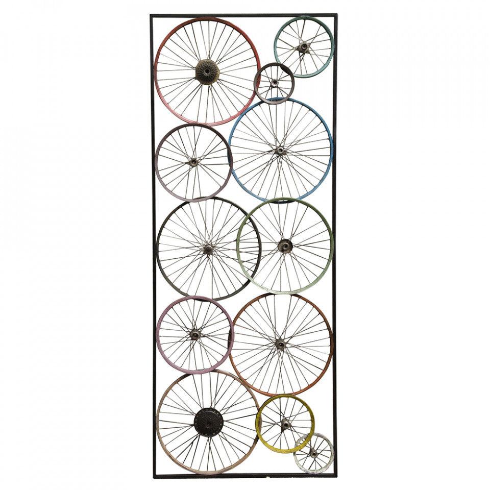 Decoratiune de perete mutlicolora din fier 100x250 cm Bicycle Rim Versmissen - PARIS14A.RO