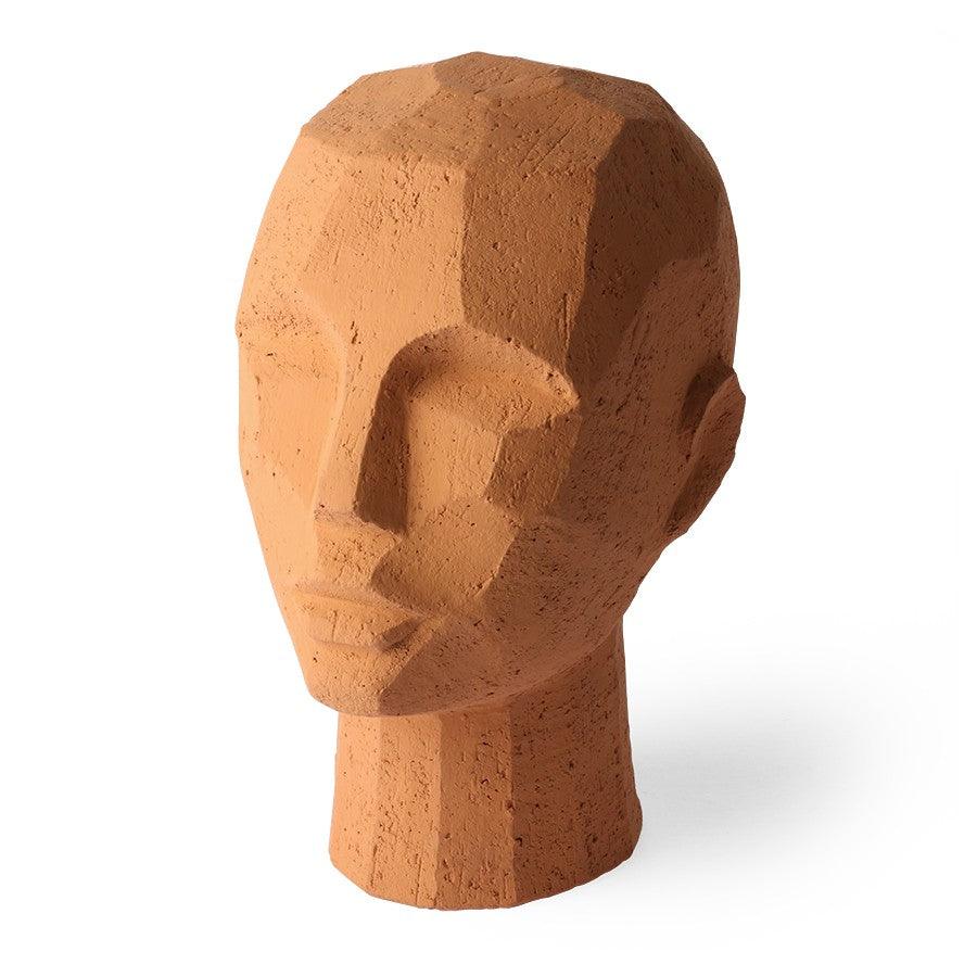 Decoratiune maro din teracota 25 cm Abstract Head HK Living - PARIS14A.RO