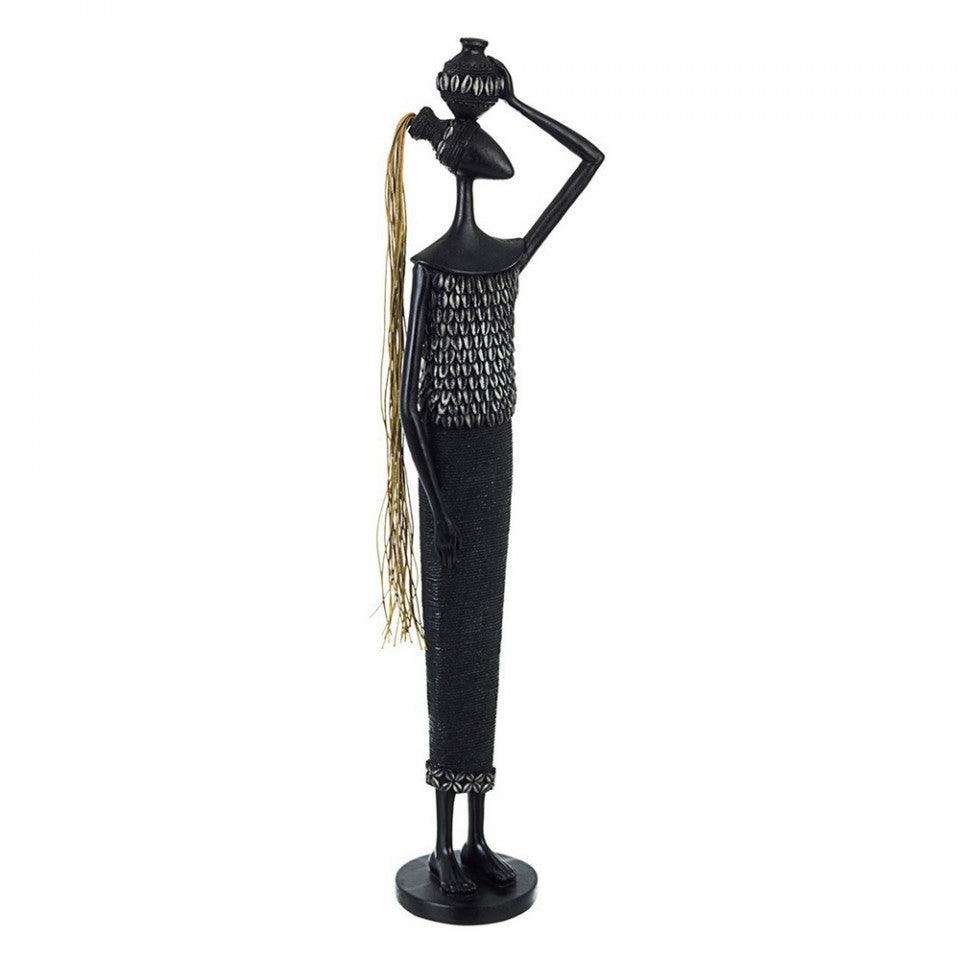 Decoratiune neagra din polirasina 61 cm Zulu Woman Bizzotto - PARIS14A.RO