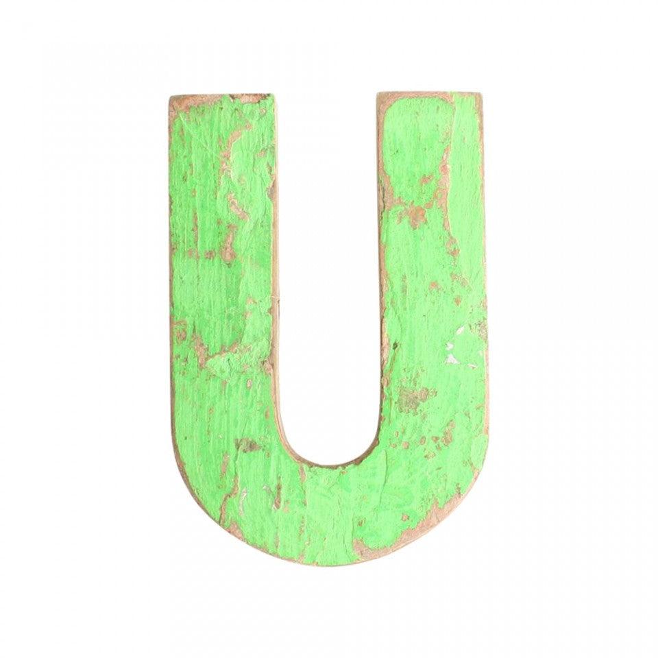 Decoratiune verde din lemn 18 cm U Raw Materials - PARIS14A.RO