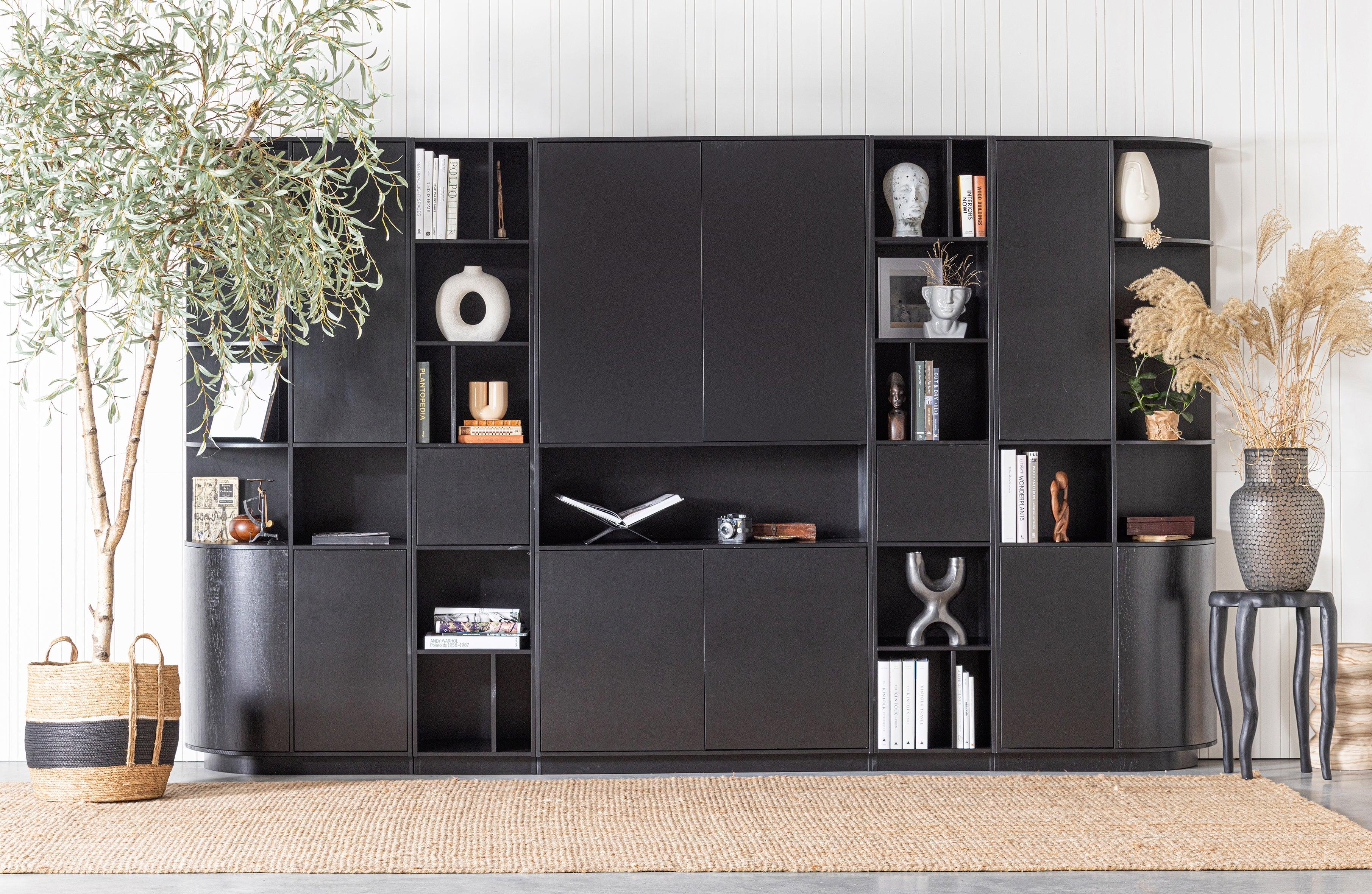 Dulap de depozitare Finca rotund la stanga 78 cm Pine Deep Deep Black [FSC] - PARIS14A.RO