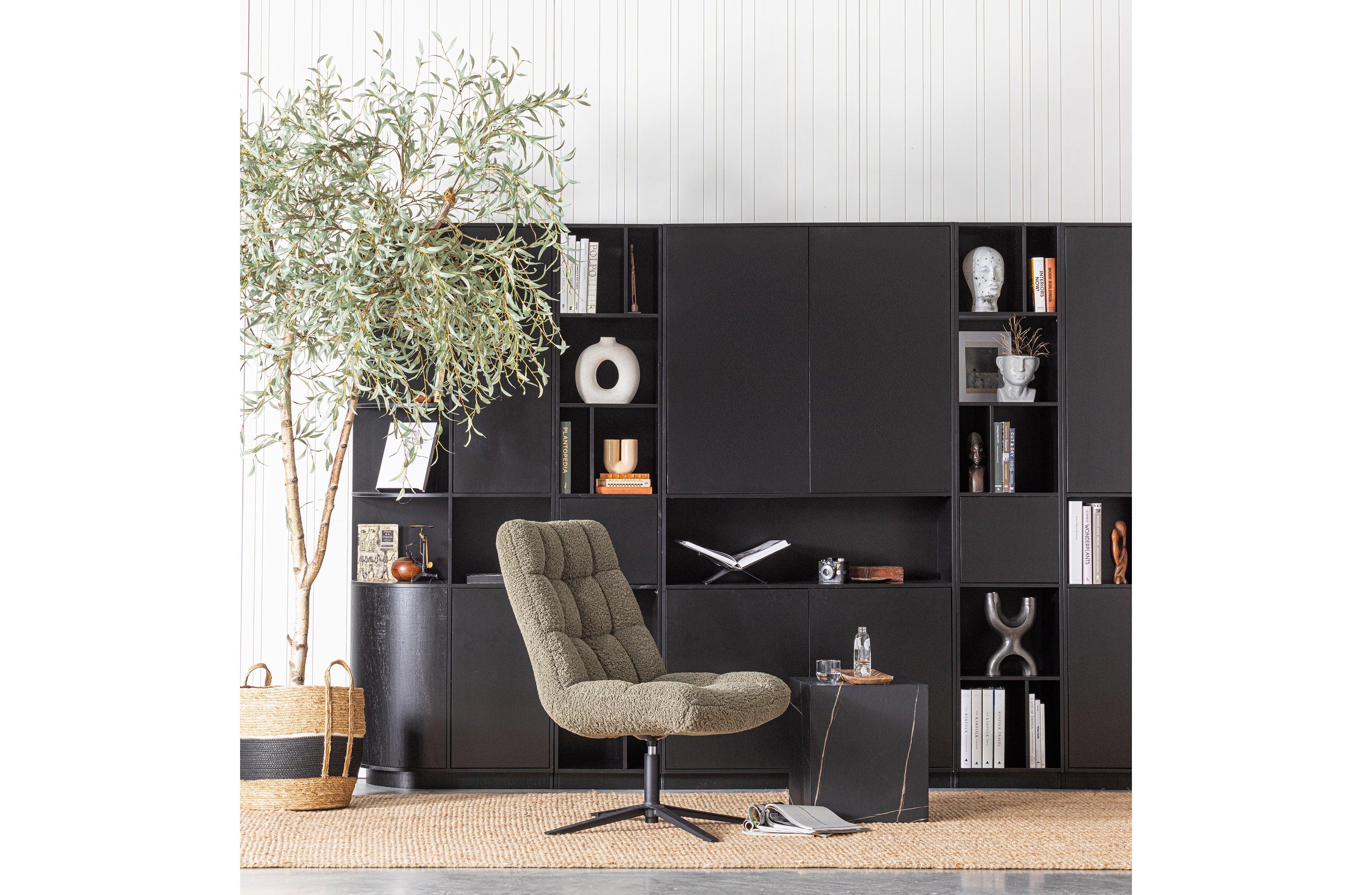 Dulap de depozitare Finca rotund la stanga 78 cm Pine Deep Deep Black [FSC] - PARIS14A.RO