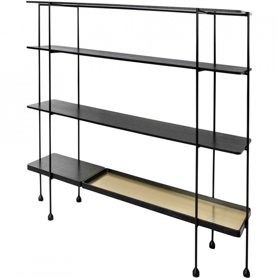 Etajera neagra/aurie din lemn de stejar si inox 160 cm Highline Versmissen - PARIS14A.RO