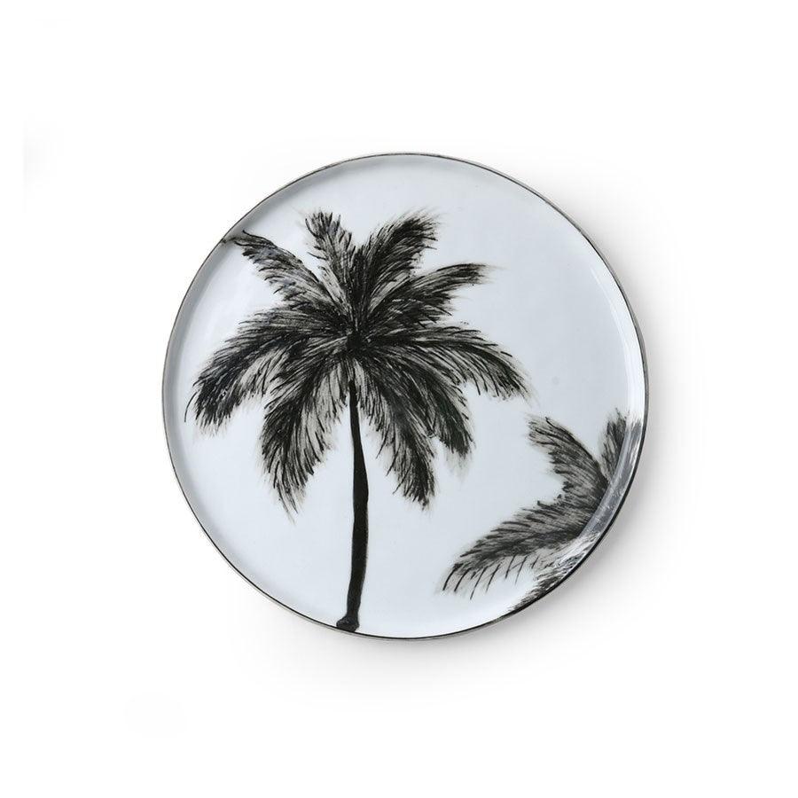 Farfurie intinsa alba/neagra din portelan 22 cm Palms HK Living - PARIS14A.RO