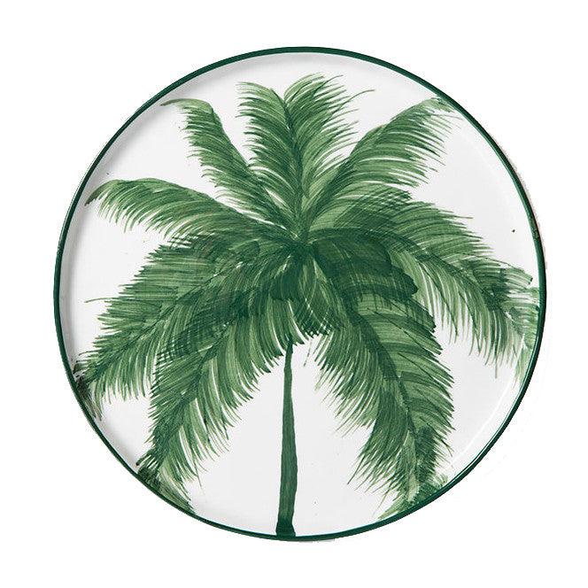 Farfurie intinsa alba/verde din portelan 22 cm Palms HK Living - PARIS14A.RO