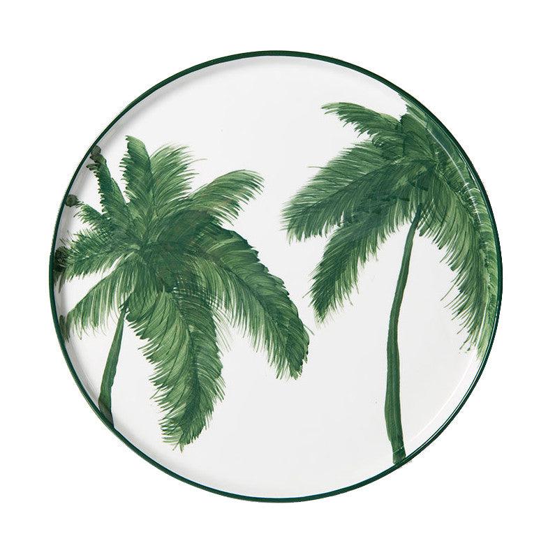Farfurie intinsa alba/verde din portelan 27 cm Palms HK Living - PARIS14A.RO