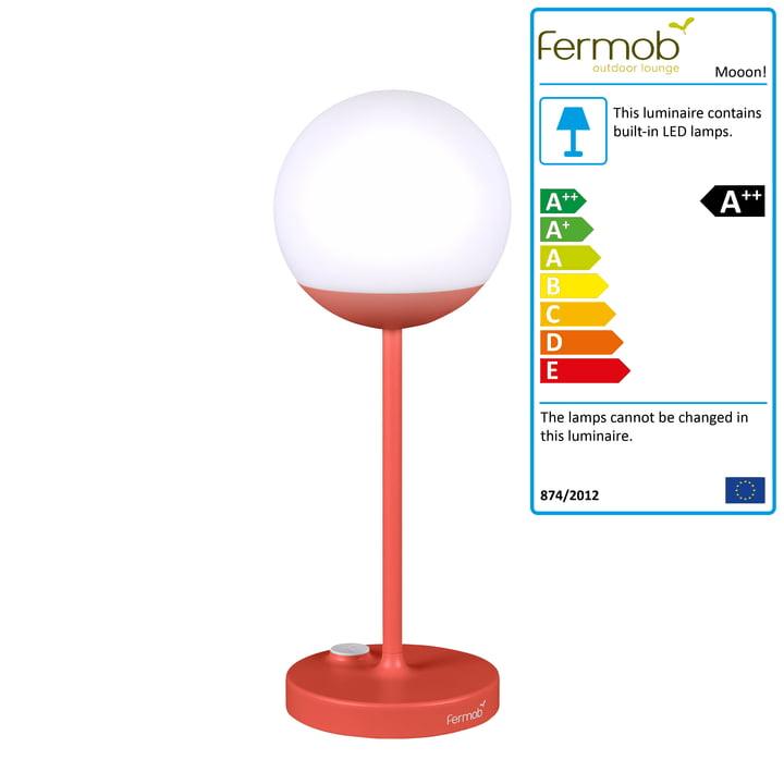 Fermob – Mooon! battery led light Rosu - Portocaliu - PARIS14A.RO