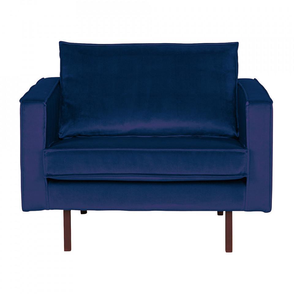 Fotoliu albastru inchis din catifea Rodeo Loveseat - PARIS14A.RO