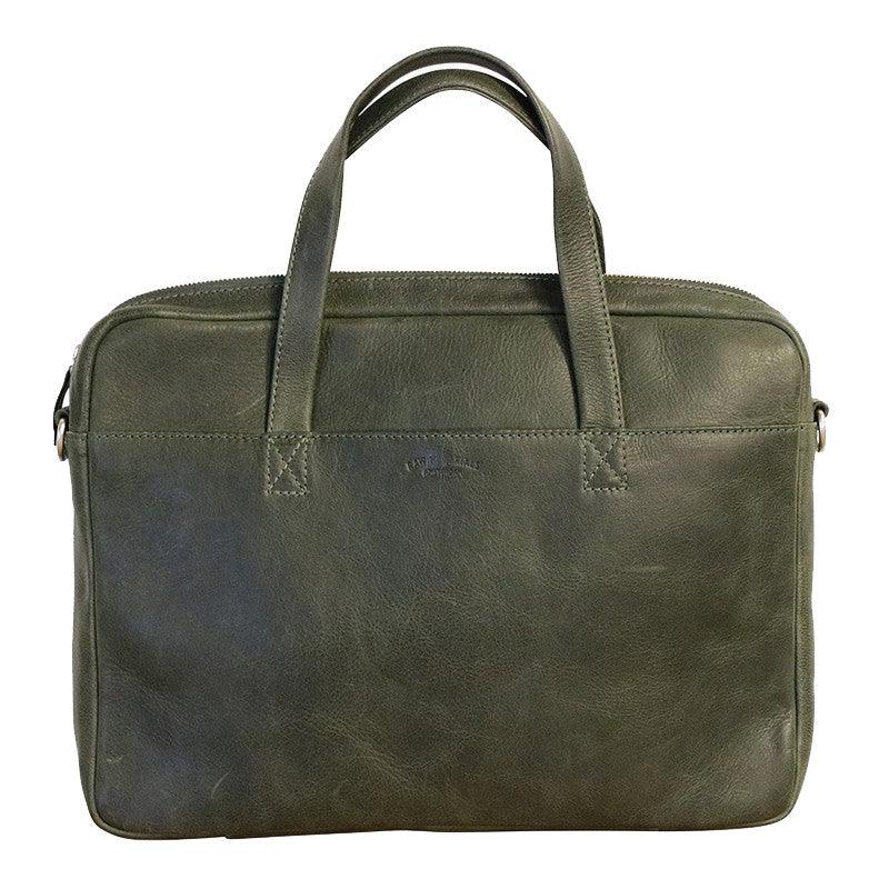 Geanta verde din piele de bivol pentru laptop 30x40 cm Lapland Raw Materials - PARIS14A.RO