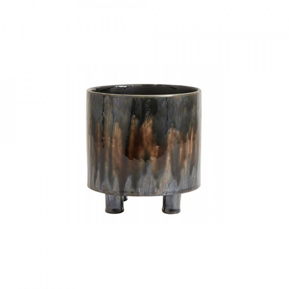Ghiveci maro din ceramica 15 cm Dark Brown Art Nordal - PARIS14A.RO