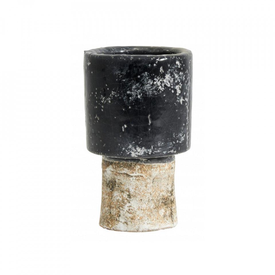 Ghiveci negru/alb din ceramica 9,5 cm Reso Nordal - PARIS14A.RO