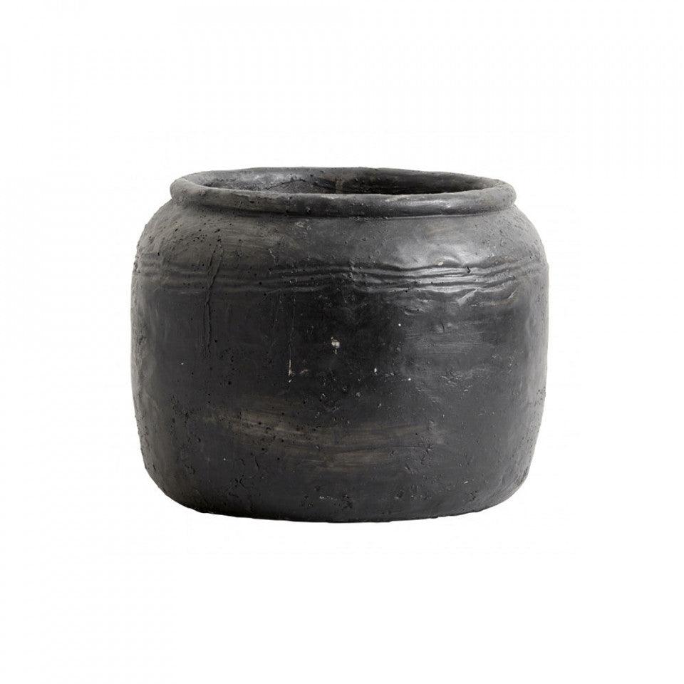 Ghiveci negru din ciment 22 cm Cira Nordal - PARIS14A.RO