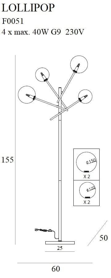 LAMPADAR LOLLIPOP Culoare neagra MAX LIGHT F0051 - PARIS14A.RO