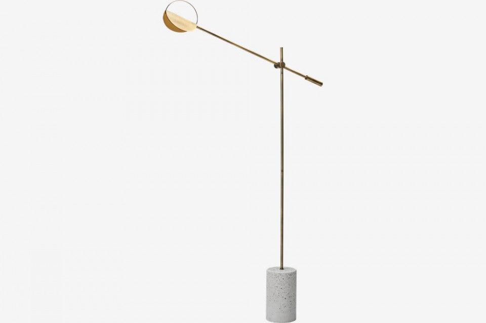 Lampadar maro alama/alb din metal si terrazzo cu LED 135 cm Leaves Floor Brass Bolia - PARIS14A.RO