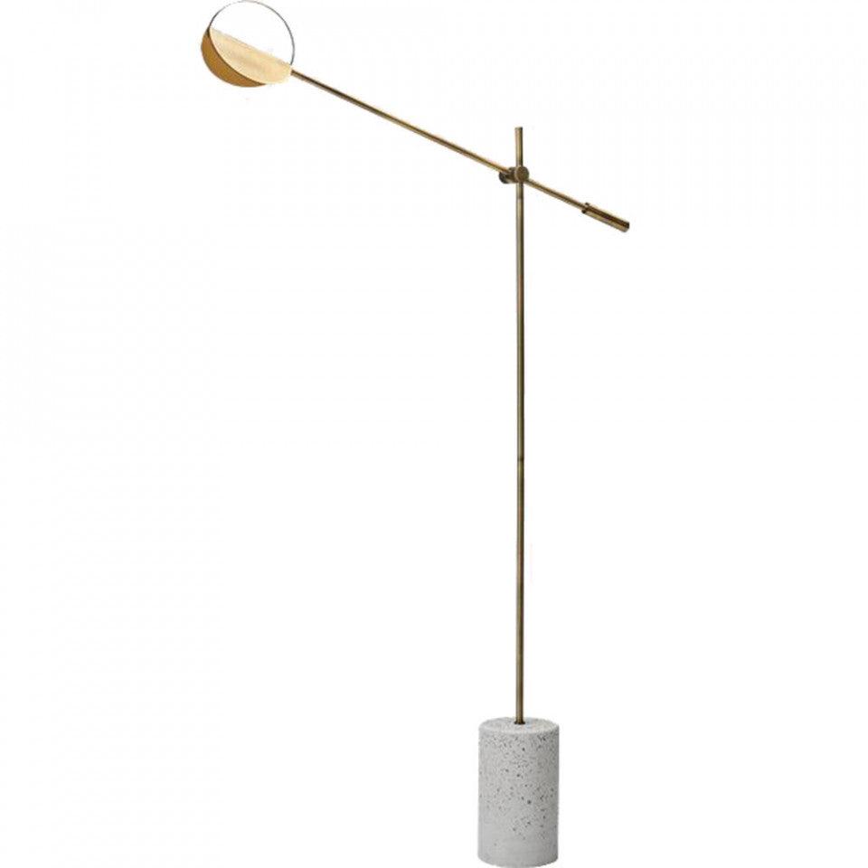 Lampadar maro alama/alb din metal si terrazzo cu LED 135 cm Leaves Floor Brass Bolia - PARIS14A.RO