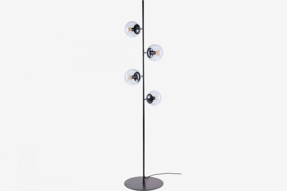 Lampadar negru/transparent din metal si sticla cu 4 becuri 161,5 cm Orb Floor Bolia - PARIS14A.RO