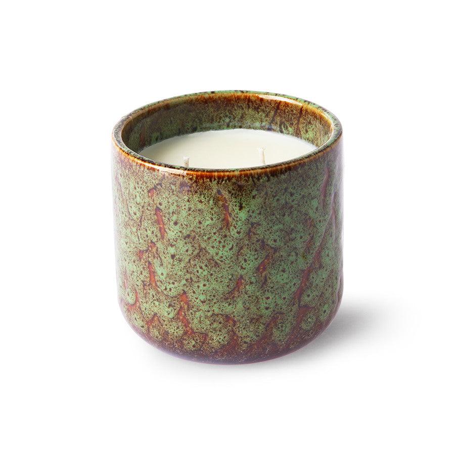 Lumanare parfumata cu suport verde menta din ceramica si ceara 10 cm Floral Boudoir HK Living - PARIS14A.RO