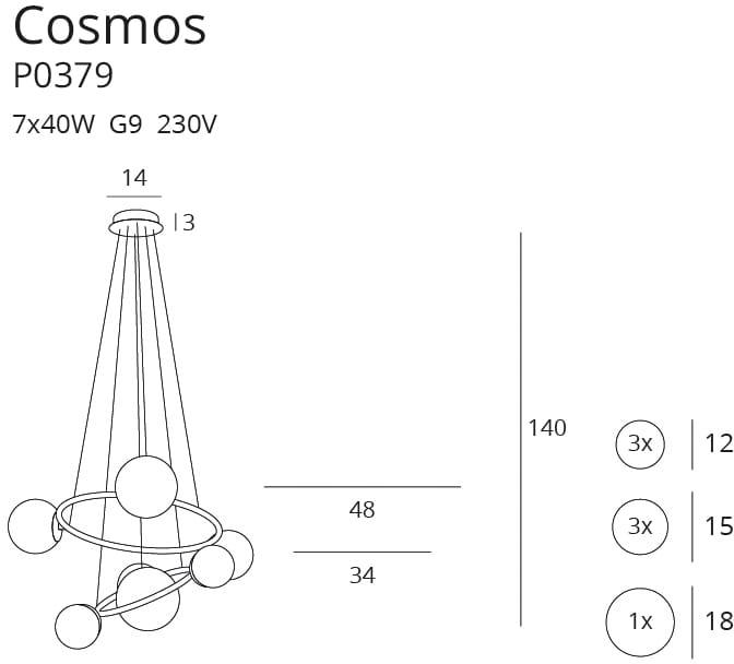 Lustra COSMOS NA LINKACH MAXLIGHT P0379 - PARIS14A.RO