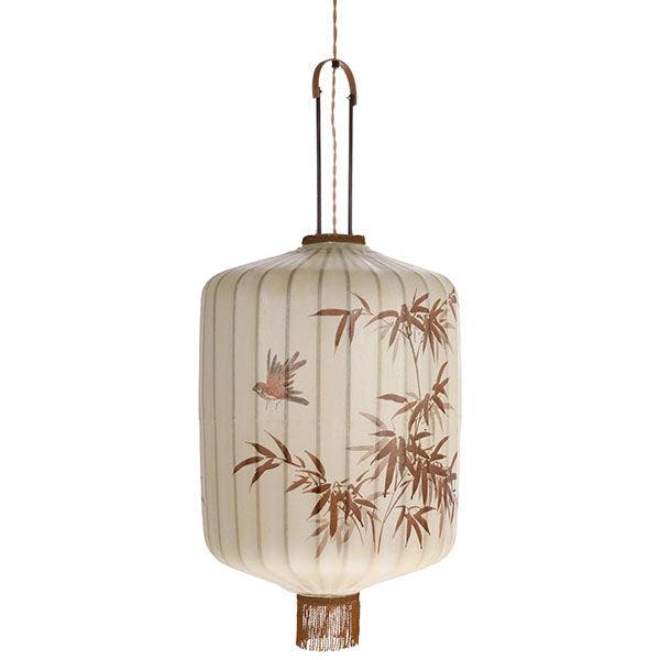 Lustra dimabila crem/maro din textil si bambus Traditional Lantern HK Living - PARIS14A.RO